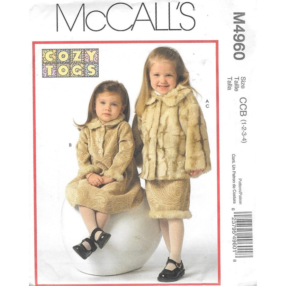 McCall's Sewing Pattern 4960 Toddlers Jacket Dress and Skirt Size 1-4